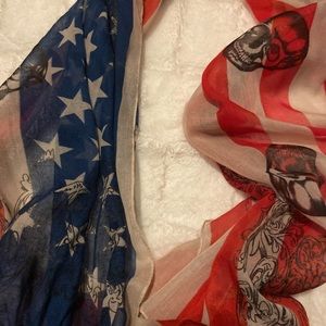 USA Scarves with Skulls - Red, White, Blue. Polyester/ Cotton